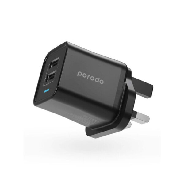 Porodo Dual USB Wall Charger 2.4A UK - Black