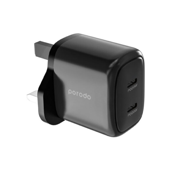 Porodo 40W Double USB C Charger UK - Black