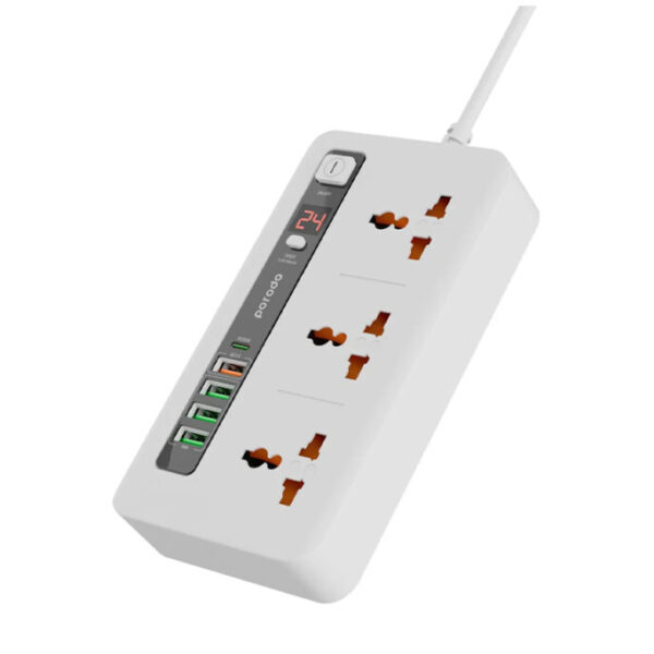 Porodo 3AC 4USB Multi Port Super Hub 2M