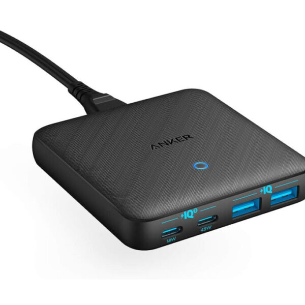 Anker USB C Fast Charger, PowerPort Atom III Slim 63W 4 Port PIQ 3.0 GaN Wall Charger with Dual USB C Ports