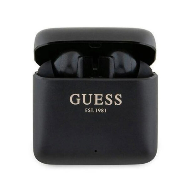 Guess True Wireless Bluetooth Earbuds Satined Finish with Printed Logo - Black