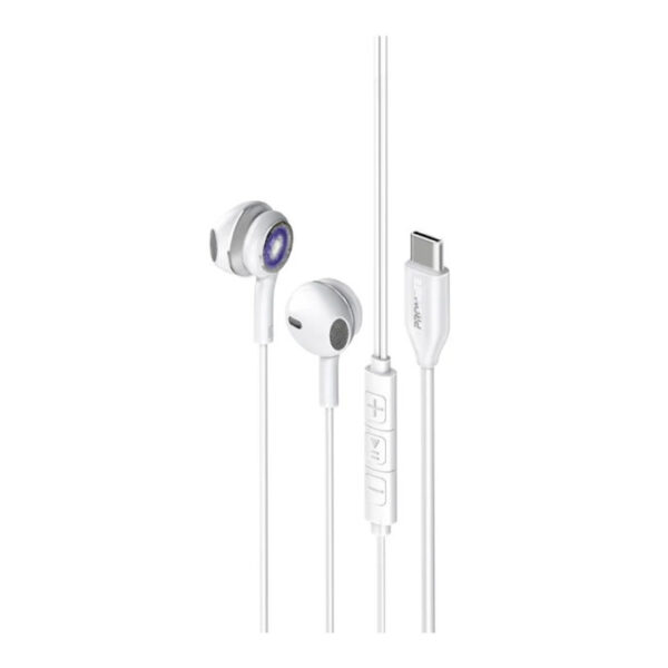 Promate LumiSound™ Transparent Stereo USB-C Wired RGB Earphones