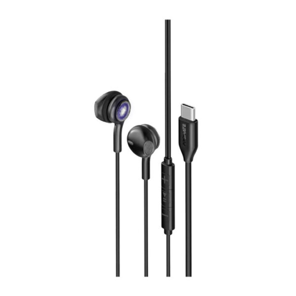 Promate LumiSound™ Transparent Stereo USB-C Wired RGB Earphones